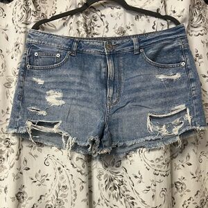 American Eagle Outfitters Blue Distressed Jean Shorts